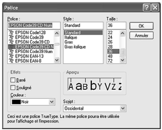 EPSON ACULASER CX21NF - Impression à l'aide des polices EPSON barcode - 3