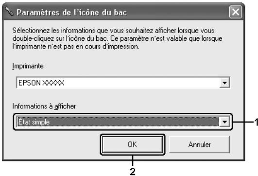 EPSON ACULASER CX21NF - Paramètres de l'icône du bac - 1