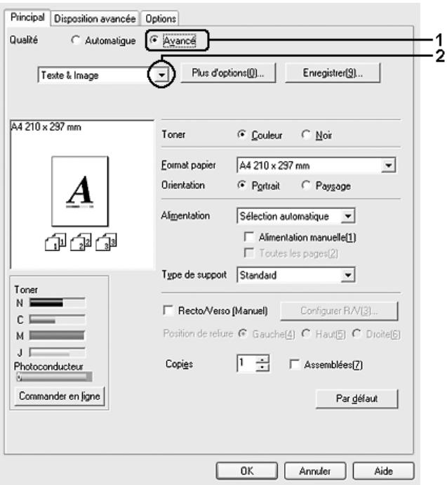 EPSON ACULASER CX21NF - Utilisation des paramètres prédéfinis - 1