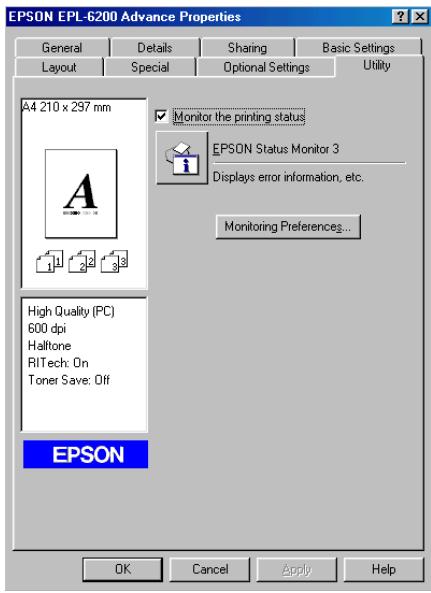 EPSON ACULASER M1200 - Accès à l'utilitaire EPSON status monitor 3 - 1