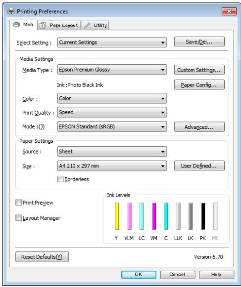 EPSON P600 - Récapitulatif du pilote d'impression - 1