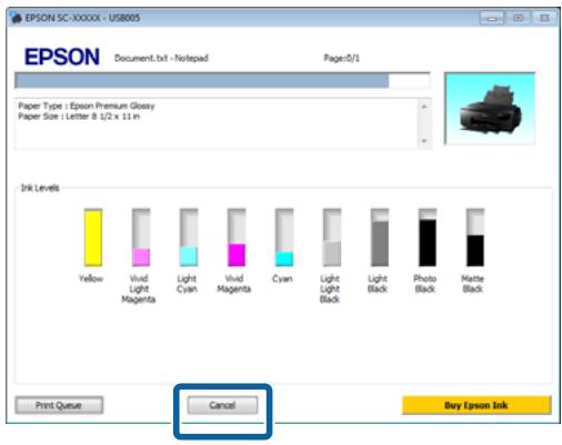 EPSON SC-P600 PHOTO A3 - Annulation depuis l'ordinateur (windows) si la barre de progression s'affiche - 1