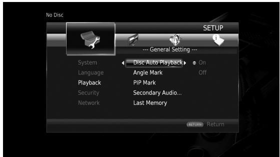 YAMAHA BDS477 - Sélectionnez une option de menu. - 1