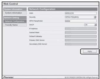 PIONEER XW-SMA3-W - Si vous utilisez une connexion LAN sans fil, entrez l'identifiant SSID du routeur, puis sélectionnez la rubrique "security" sur le routeur. - 3