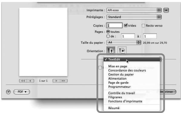 SHARP 6020 - Sélectionnez les paramètres d'impression. - 1