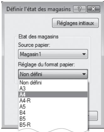 SHARP 6020 - Cliquez sur "définir l'état des magasins" et sélectionnez le format de papier chargé dans chaque magasin. - 1