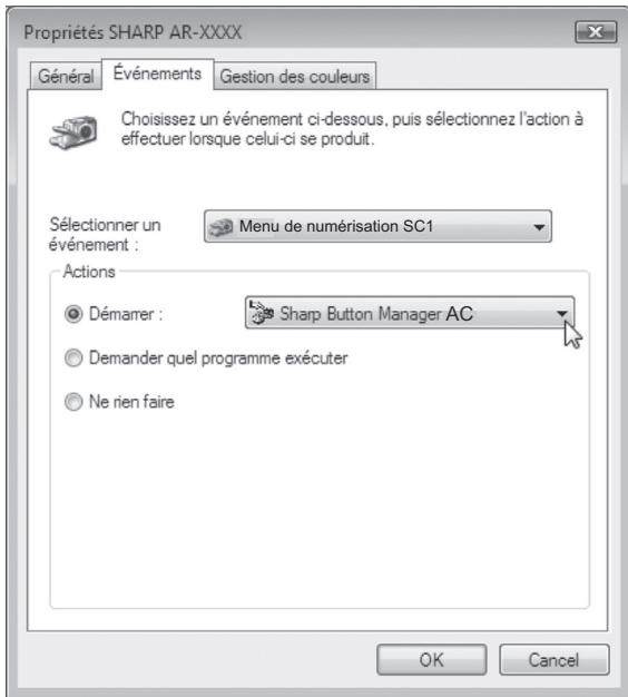 SHARP 6020 - Cliquez avec le bouton droit de la souris sur l'icone "SHARP ar-xxxx", puis choisissez "propriétés de la numérisation". - 2