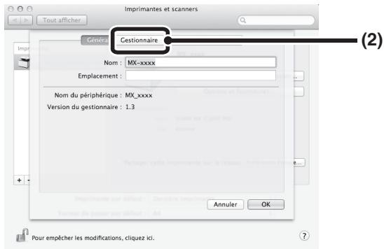 SHARP 6020 - Cliquez sur le bouton "options et fournitures" puis sur l'onglet "gestionnaire". - 2