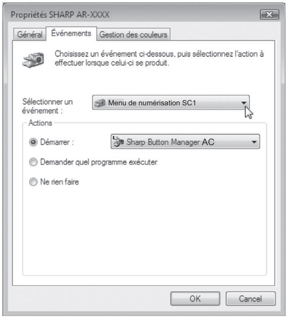 SHARP 6020 - Cliquez avec le bouton droit de la souris sur l'icone "SHARP ar-xxxx", puis choisissez "propriétés de la numérisation". - 1