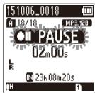 OLYMPUS WS-806 - Appuyez sur la touche REC (●) pendant l'enregistrement. - 2