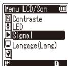 OLYMPUS WS 806 - Appuyez sur la touche + ou - pour sélectionner l'élément de configuration souhaité. - 2