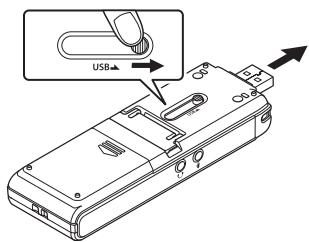 OLYMPUS WS 806 - Faites coulisser la glissière du connecteur USB dans le sens de la flèche. - 1