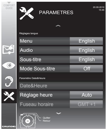 GRUNDIG 22VLE5520BG - Ouvrir le menu REGLAGES - 1