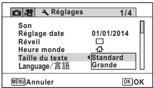 RICOH WG-30 - Réglage de la taille du texte dans le menu - 1