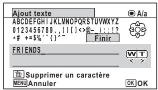 RICOH WG-30 - Utilisation du bouton de navigation ( ) pour sélectionner un caractère puis appuyez sur le bouton OK. - 1