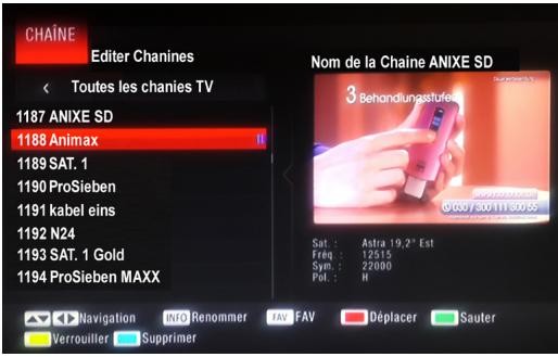 CGV E-SAT HD-W4 (FRANSAT) - EDITOR LES CHÂNÉS (Renommer une chaînc - 3