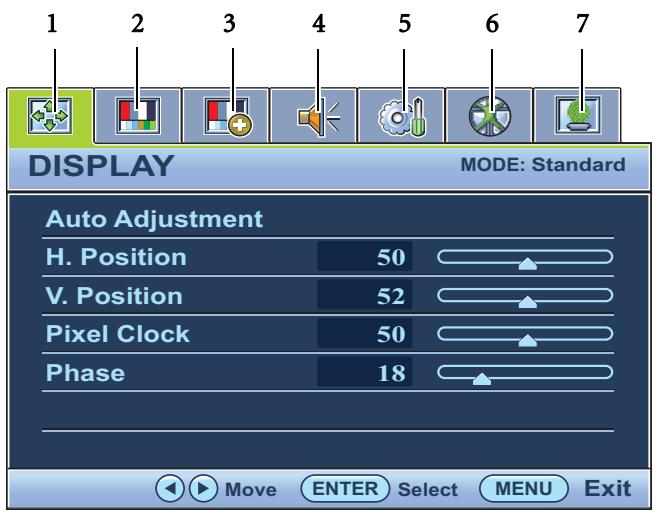 BENQ BL2400PT - Mode du menu principal - 1