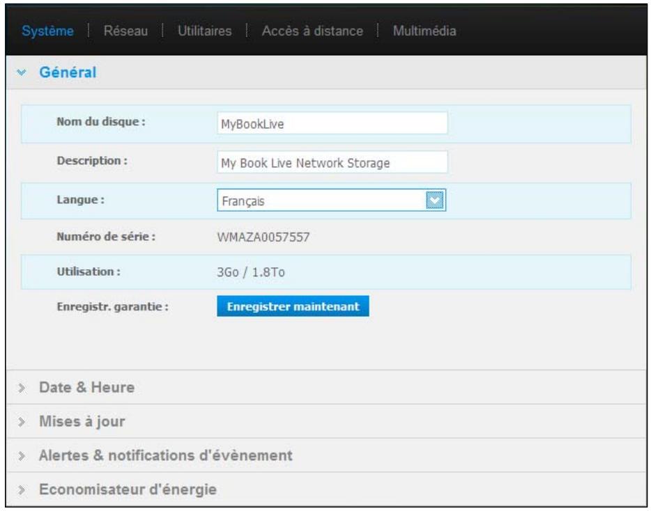 WESTERN DIGITAL MY BOOK LIVE DUO - Paramètres système - 1