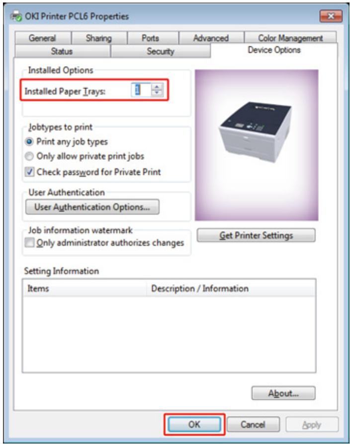 OKI C532DN - Configuration du pilote d'imprimante - 1
