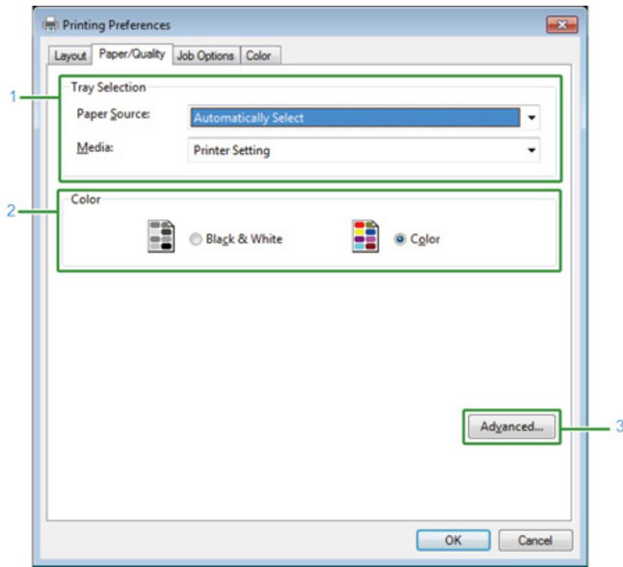 OKI C532DN - - Onglet [papier/qualité] - 1