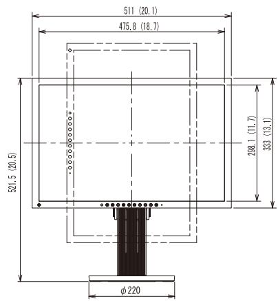 EIZO COLORGRAPHIC CG223W - Dimensions externes - 2