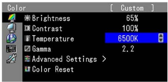 EIZO COLOREDGE CG243W - Affichage du menu de réglage - 4