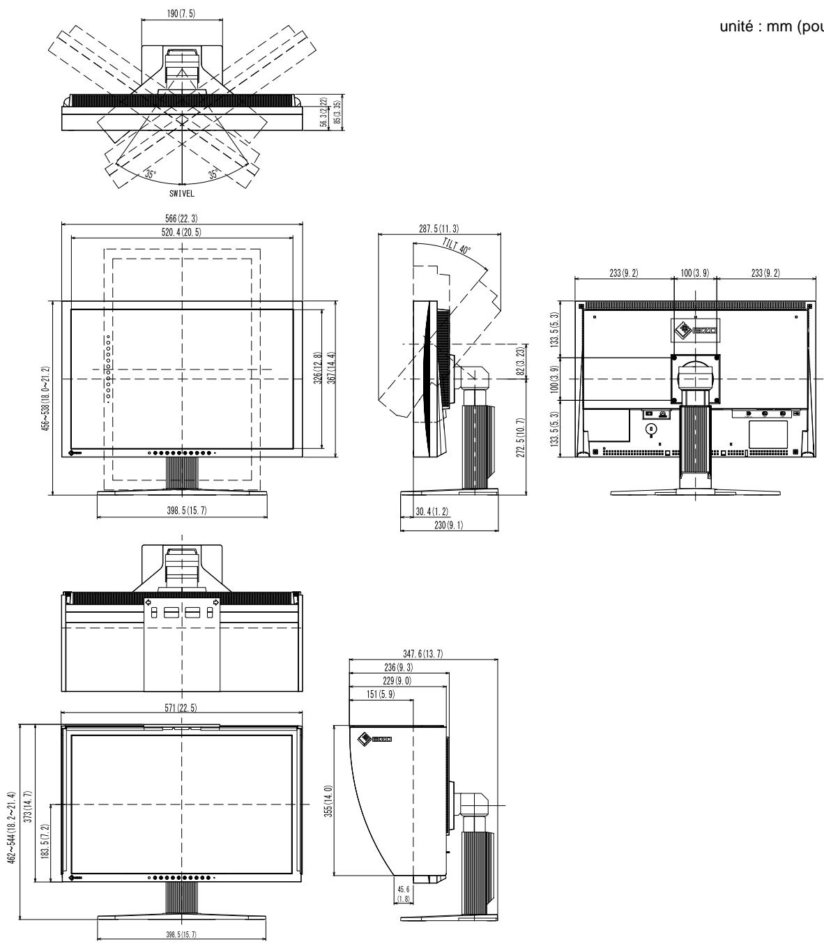 EIZO COLOREDGE CG276W-BK - Dimensions externes - 2