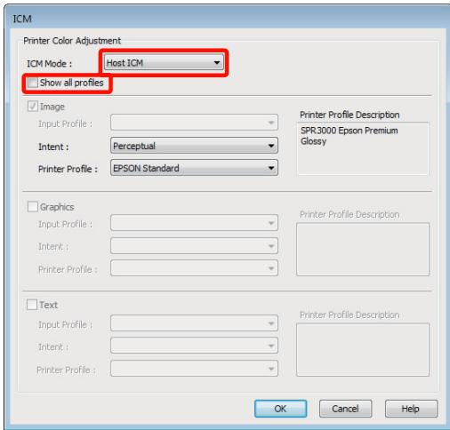 EPSON R3000 - Sélectionnez host ICM (ICM hôte). - 1
