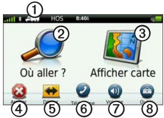 GARMIN DEZL560LMT POIDS LOURDS/CAMPING-CARS - Utilisation du menu principal - 1