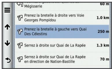 GARMIN GPS DEZL 760 LMT - Affichage de la liste des changements de direction - 1