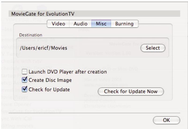 MIGLIA TVMAX - L'onglet misc. - 1