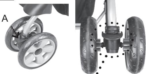 BAMBISOL TRIO - INSTALLATION DES ROUES AVANT UTILISATION DU BLOCAGE DIRECTIONNEL - 1
