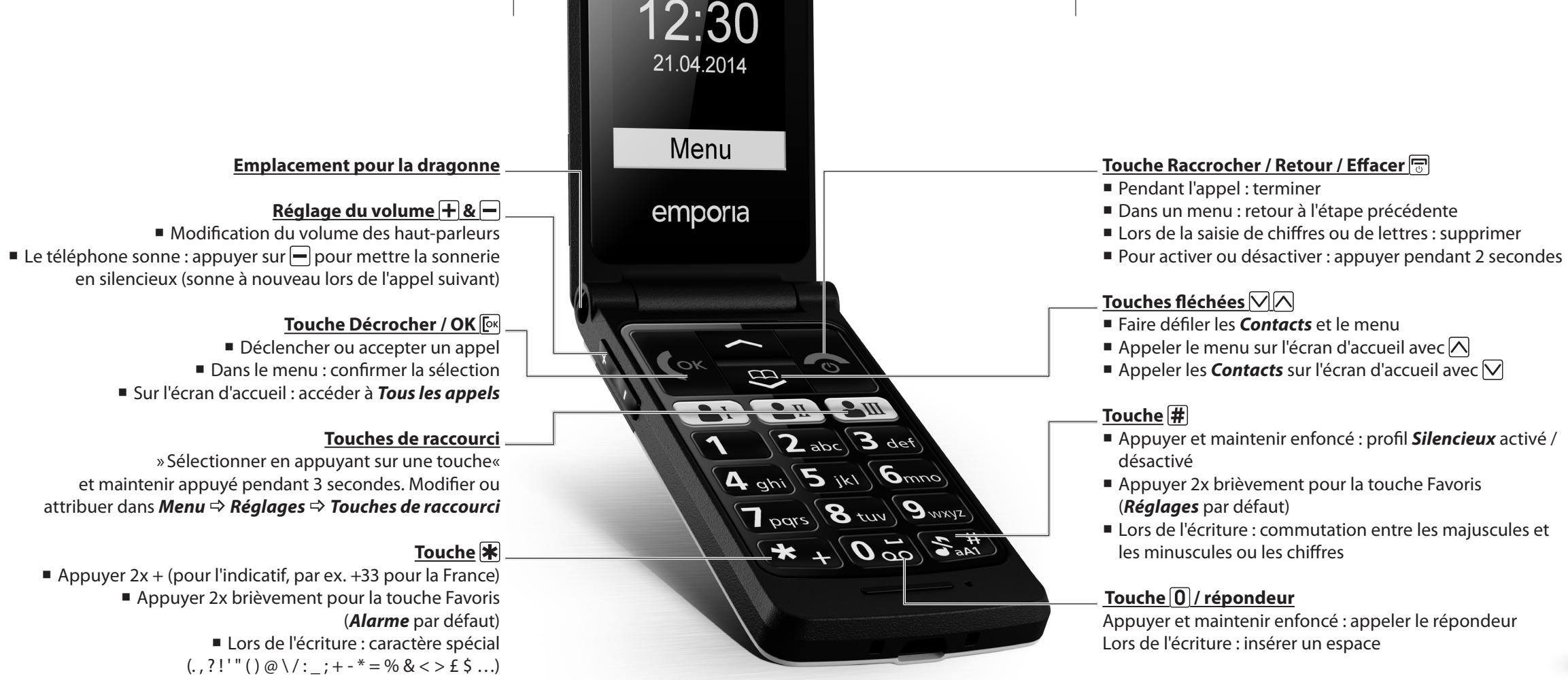 EMPORIA FLIPBASIC F220 - Insérer et charger la batterie - 4