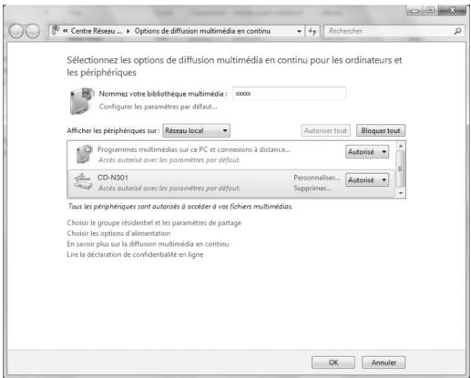 YAMAHA CD-N301 - Pour utiliser le windows media player 12 (sur windows 7) - 2