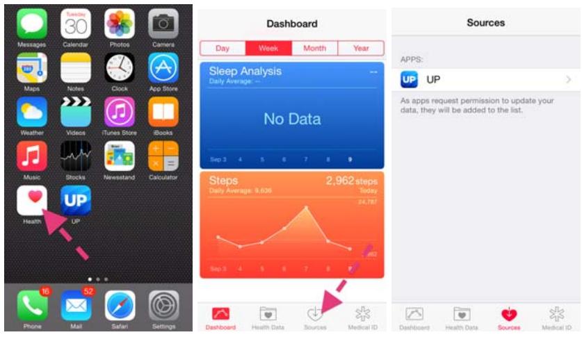 JAWBONE UPMOVE BLEU - Connexion avec App santé d'Apple - 1