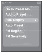 SAMSUNG YP-T9BAB - Réglage de l'affichage RDS - 1