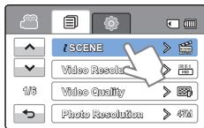 SAMSUNG HMX-T11WP - Utilisation de l'onglet Menu (MENU) - 1