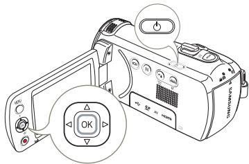 SAMSUNG HMX F900 - RÉGLAGE INITIAL DU FUSEAU HORAIRE ET DES VALEURS DE DATE / HEURE POUR LA PREMIÈRE FOIS - 1