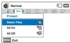 Normal Protect Select Files All On All Off MENU Exit