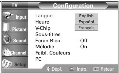 SAMSUNG HL-R4664W - Sélection de la langue d'affichage des menus - 3