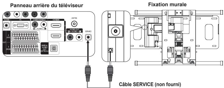 Panneau arrière du téléviseur FIXATION murale Câble SERVICE (non fourni)