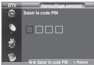 DTV Verrouillage parental Saisir le code PIN © Saisir le code PIN ! 5 Retour