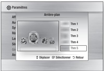 Paramètres Arrière-plan Thm 1 Thm 2 Thm 3 Thm 4 Thm 5 Déplacer Sélectionner Retour