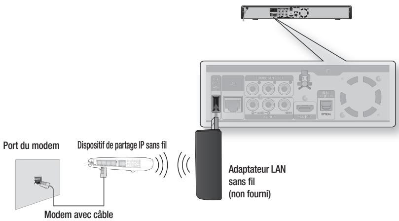 SAMSUNG BD-P1620 - Cas 1: branchement d'un câble LAN direct au modem - 3