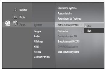 SAMSUNG BD-P1620 - Réglage de la mélodie d'activation/de désactivation - 1