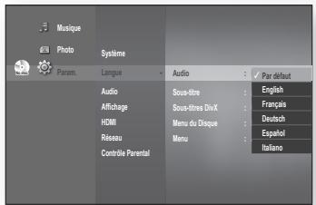 SAMSUNG BD-P1620 - Configuration des options de language - 3