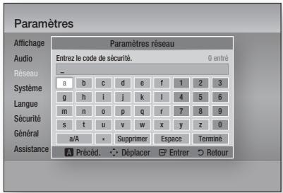 SAMSUNG BD-D7000B - Configuration d'une connexion au Réseau sans fil - Auto. - 2
