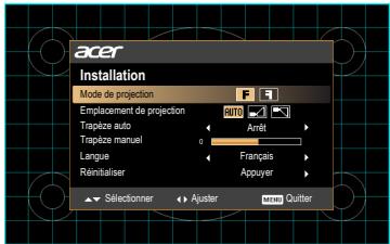 ACER X115H - Menu d'installation - 1