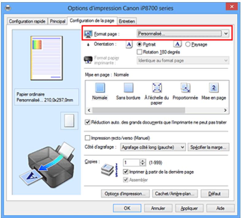 CANON PIXMA IP8750 - Définition du format de papier (format personnelisé) - 1