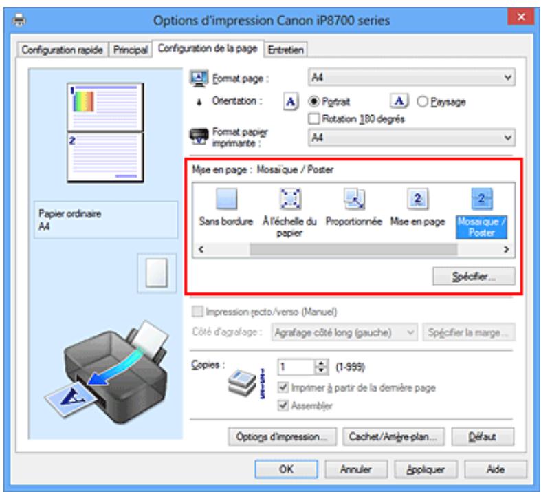 CANON PIXMA IP8750 - Configuration de l'impression Mosaïque/Poster - 1